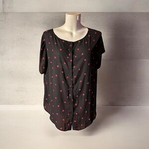 Torrid Black Short-Sleeve Button with Lady Bugs size 4